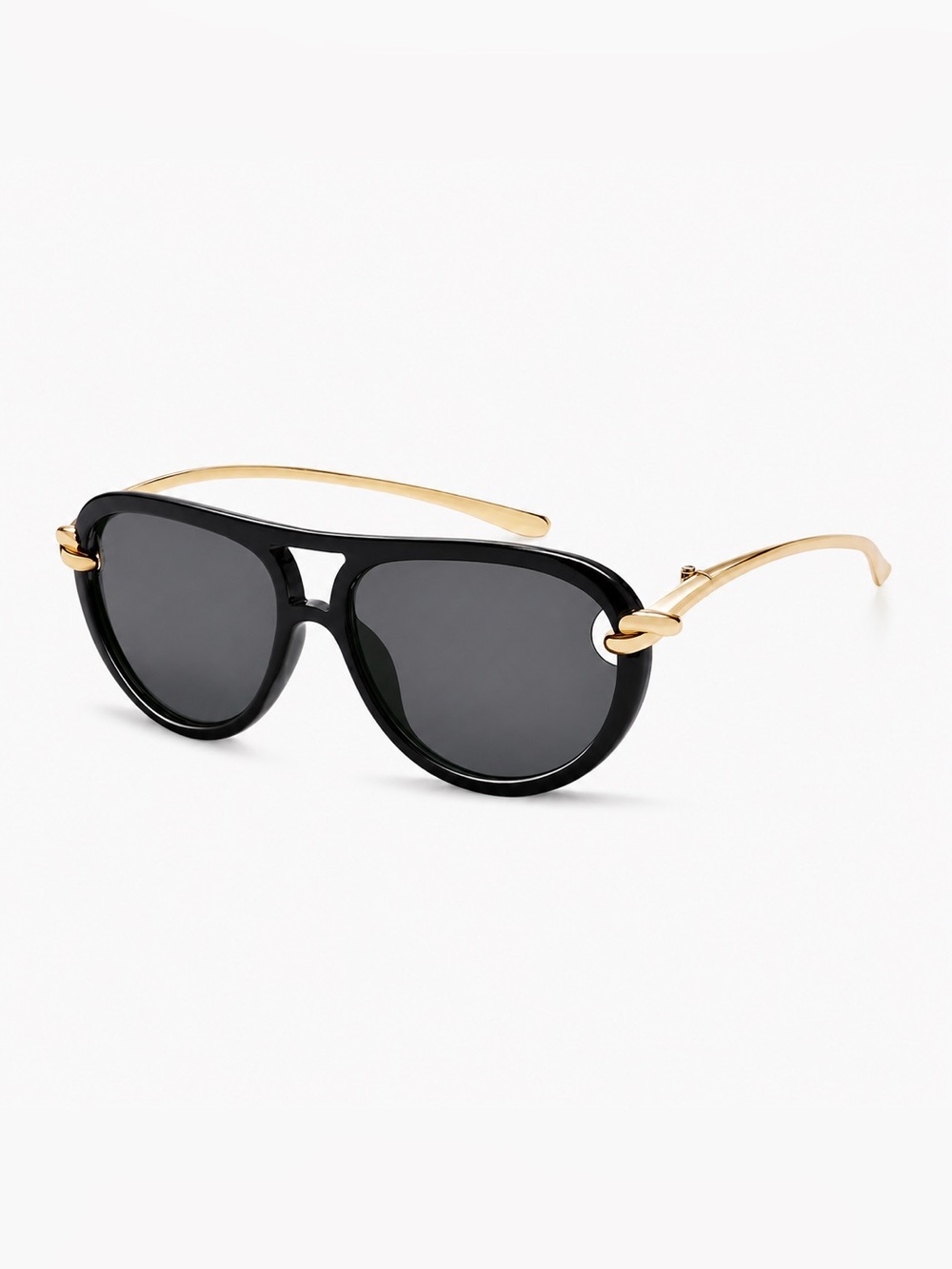 Black and Gold Women's Modern Aviator Sunglasses